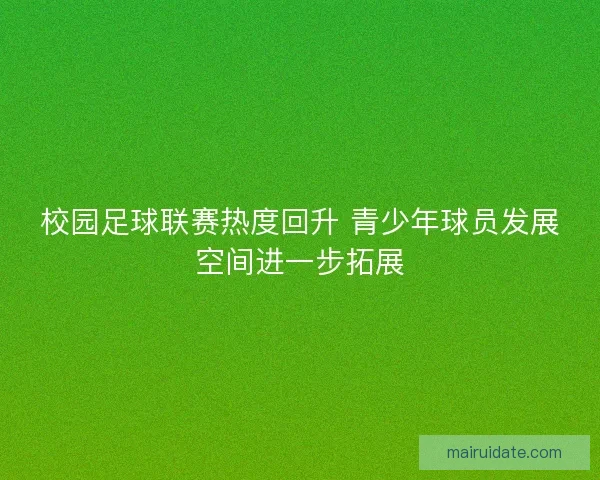 校园足球联赛热度回升 青少年球员发展空间进一步拓展