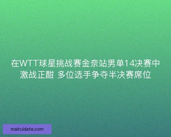 在WTT球星挑战赛金奈站男单14决赛中激战正酣 多位选手争夺半决赛席位